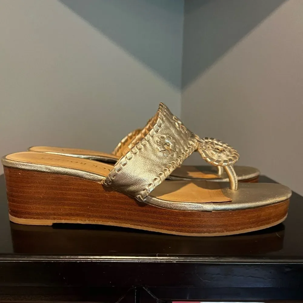 Jack Rogers Stacked Mid Wedge Platinum Platforms